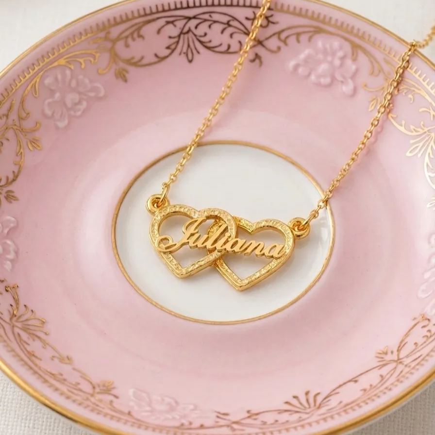 [Copy]Personalized Sweet Cherry Blossoms Nameplate Necklace