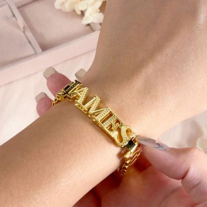 12mm Watch Band Chain Double Plated Personalized Gold Plated Name Bracelet