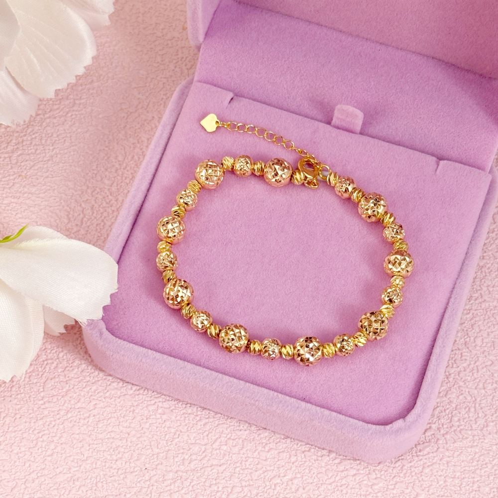 Bead Chain Diamond Cut Bracelet Gold Plated Bracelet