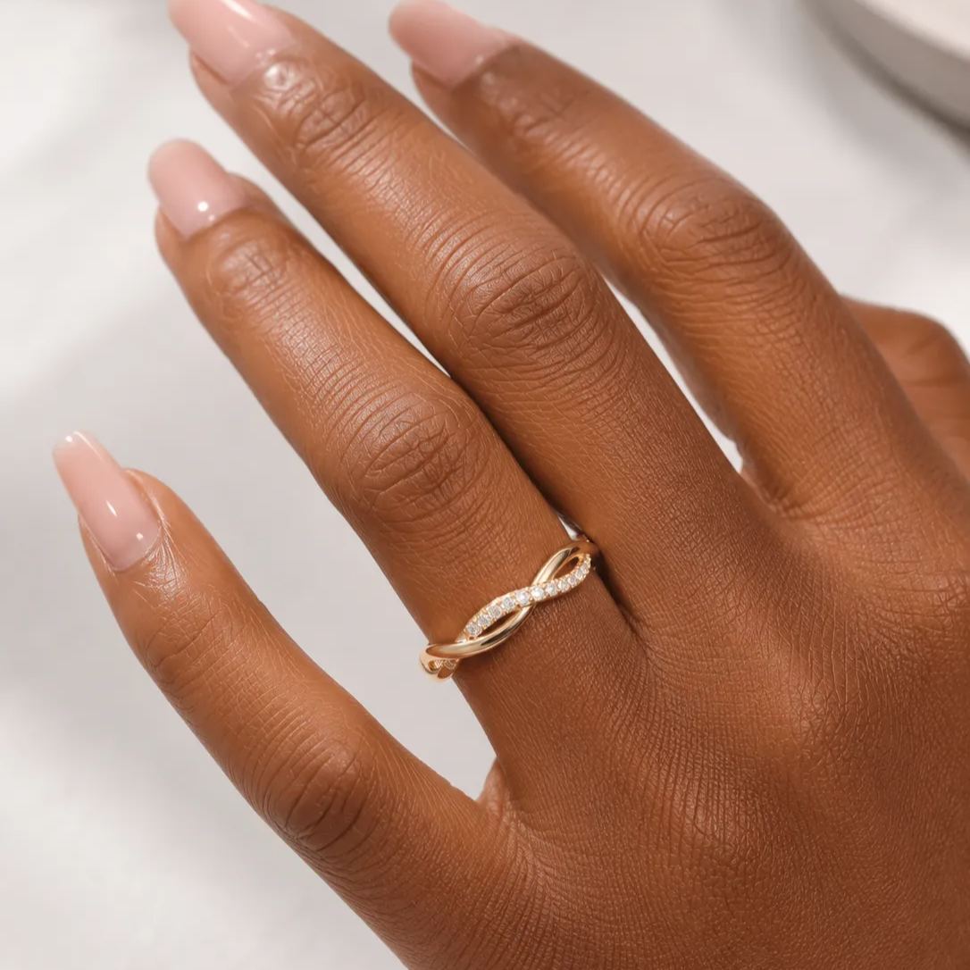 Twisted Infinity Zirconia Promise Ring Gold Plated