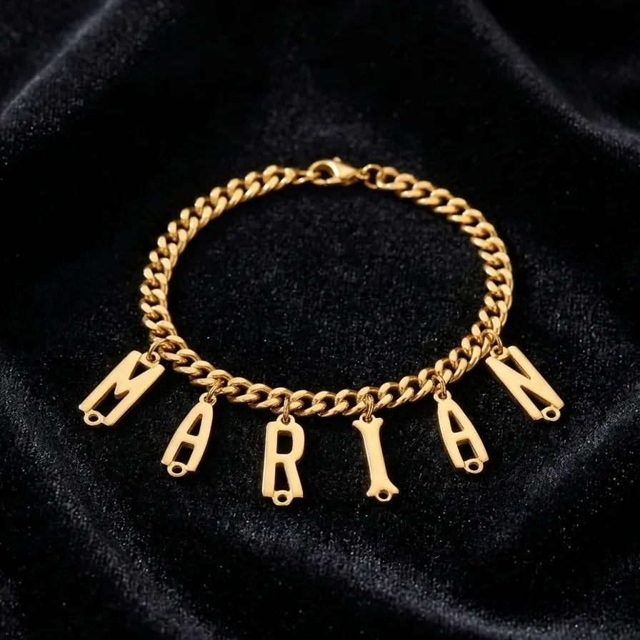 [Copy] Gold Plated Custom Football Name Bracelet Engraved Bar Bracelet