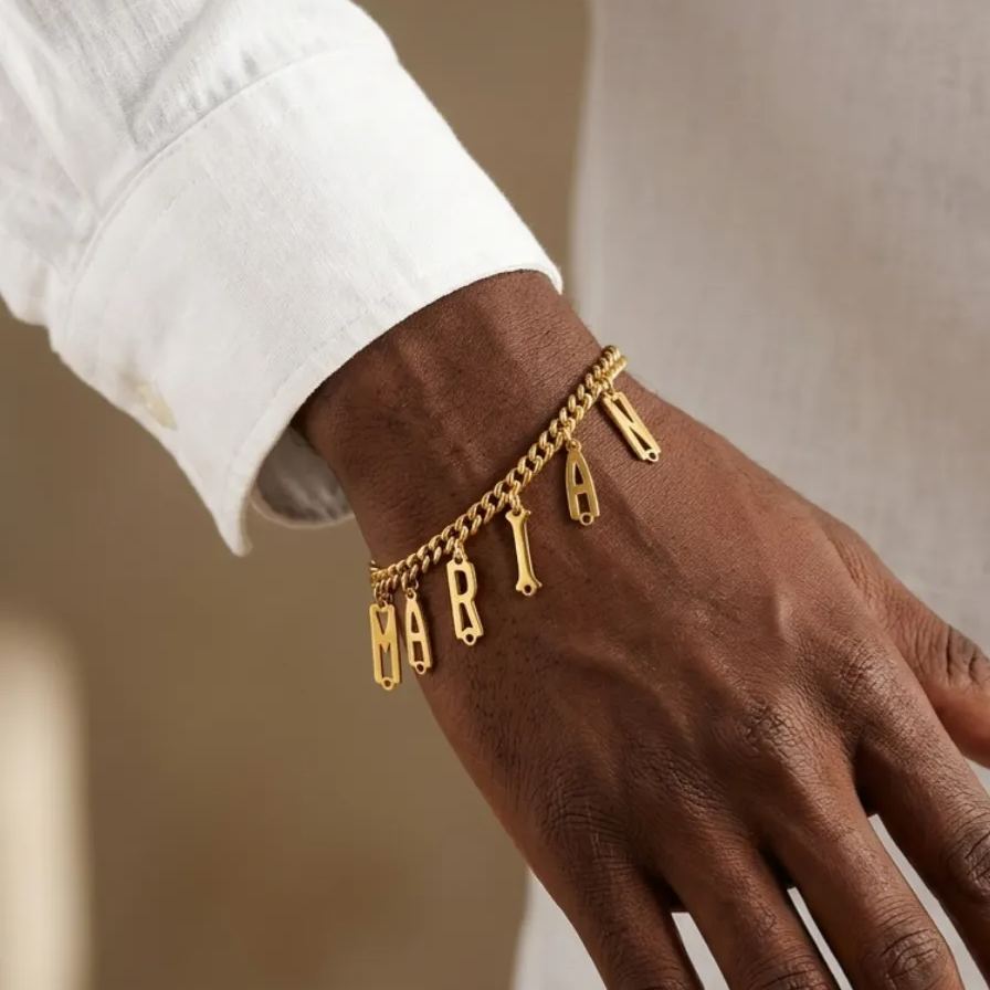 [Copy] Gold Plated Custom Football Name Bracelet Engraved Bar Bracelet