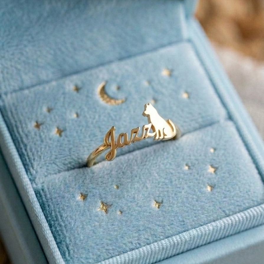 [Copy]Two Tone Double Heart Custom Personalized Name Ring