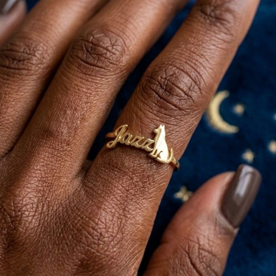 [Copy]Two Tone Double Heart Custom Personalized Name Ring