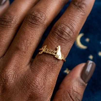 [Copy]Two Tone Double Heart Custom Personalized Name Ring