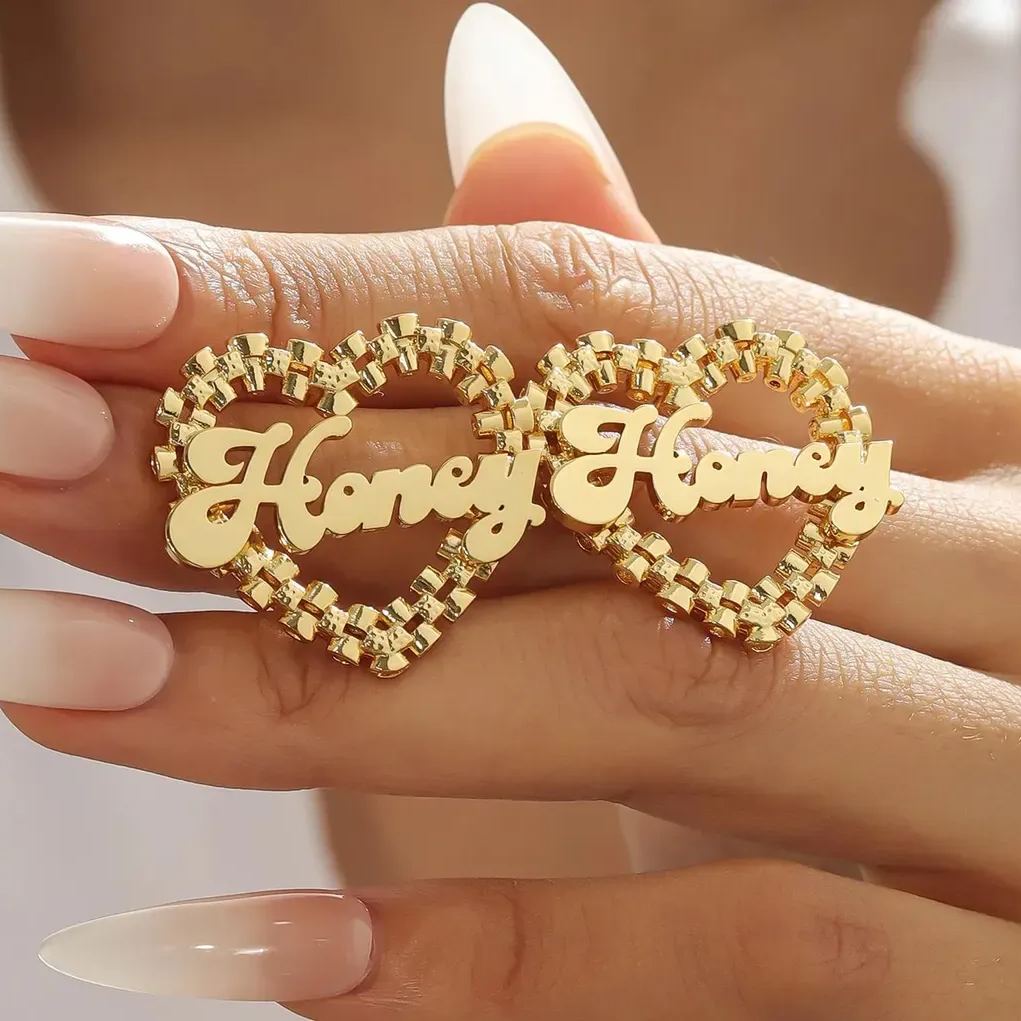 [Copy]Custom Heart Photo with Name Dangle Earrings