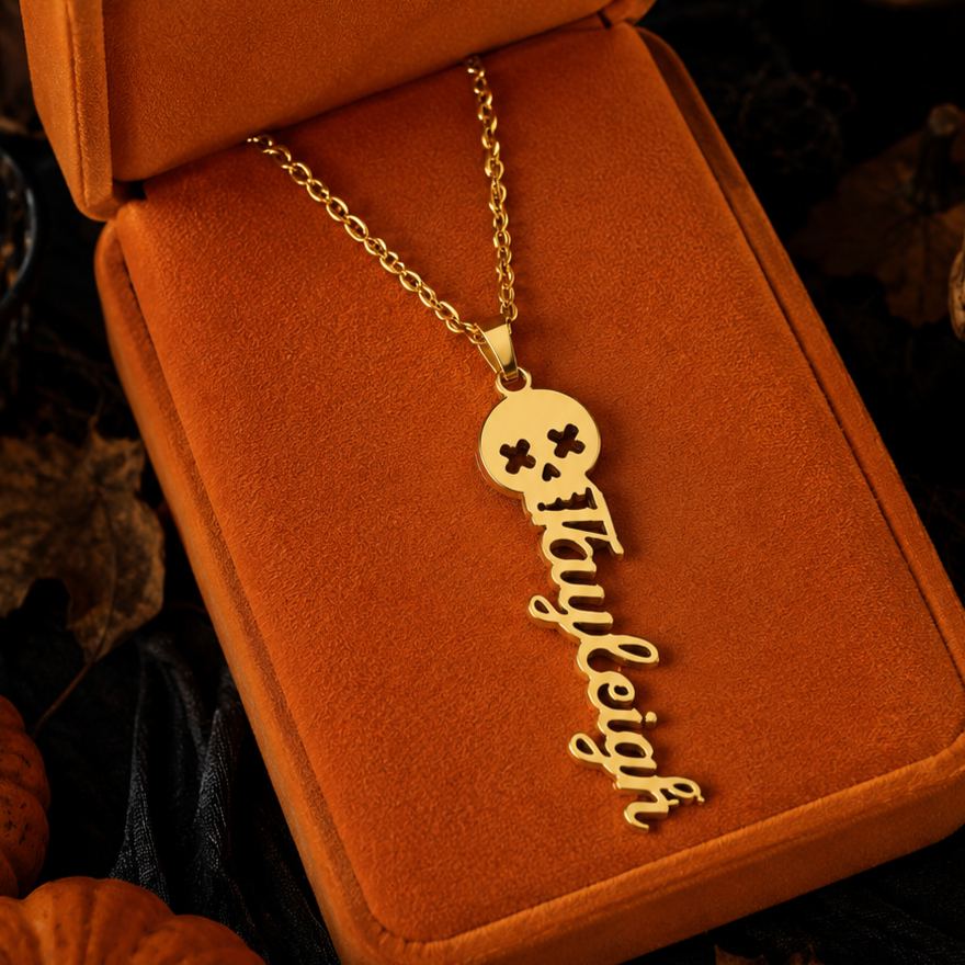 [Copy]Halloween Ghost 1-4 Names Engraved Spooky Personalized Necklace