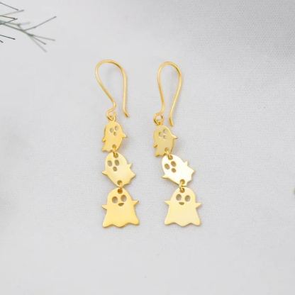 Halloween Jewelry Gold Plated Three Ghosts Dangle Earrings Gold Plated