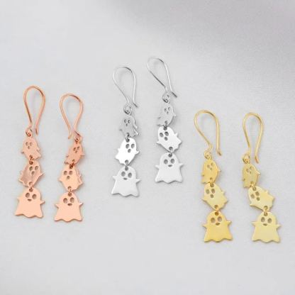 Halloween Jewelry Gold Plated Three Ghosts Dangle Earrings Gold Plated