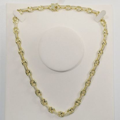 [Copy]14k Gold Plated Large 12mm Flat Figaro Chain Necklace