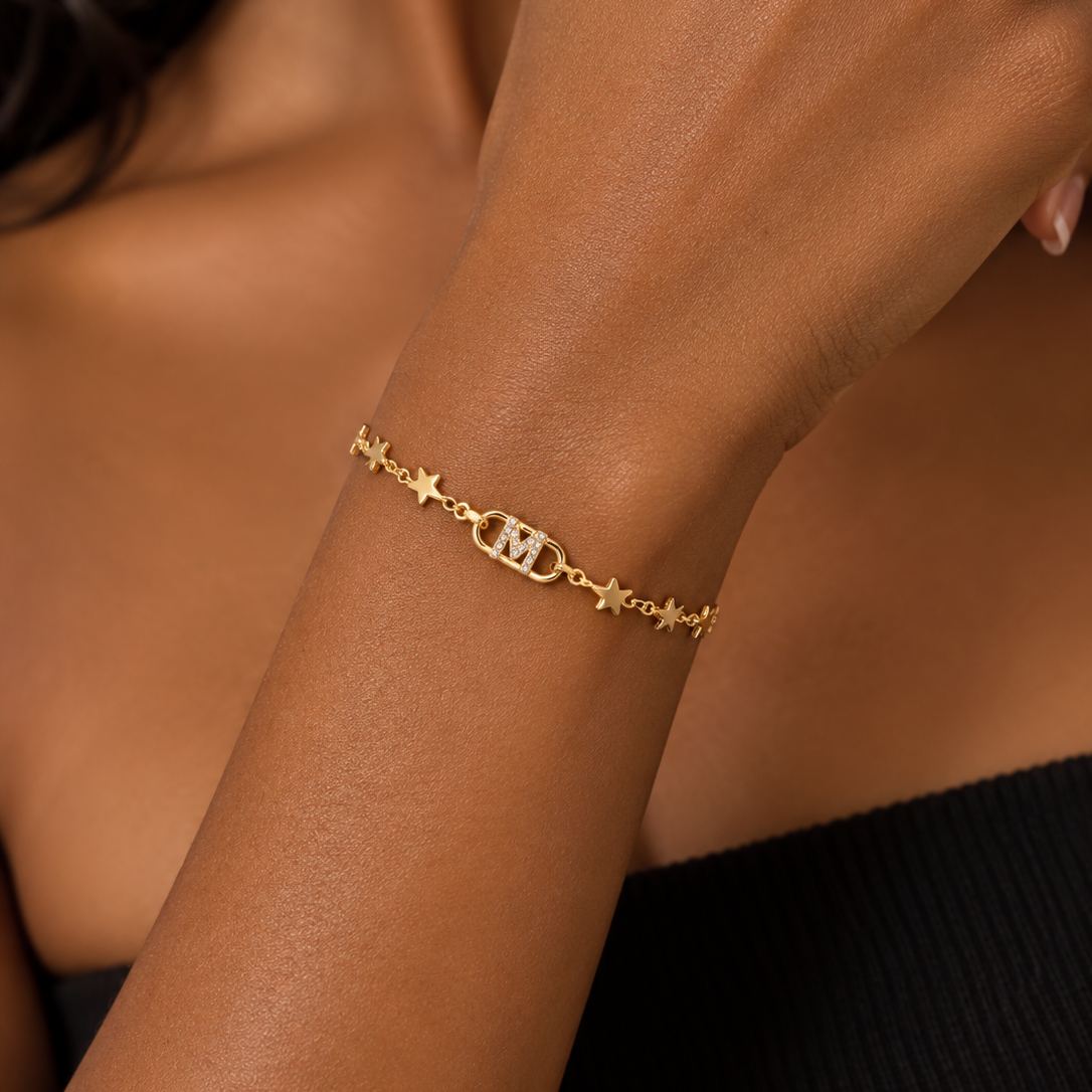 Personalized Star Chain Zirconia Initial Bracelet