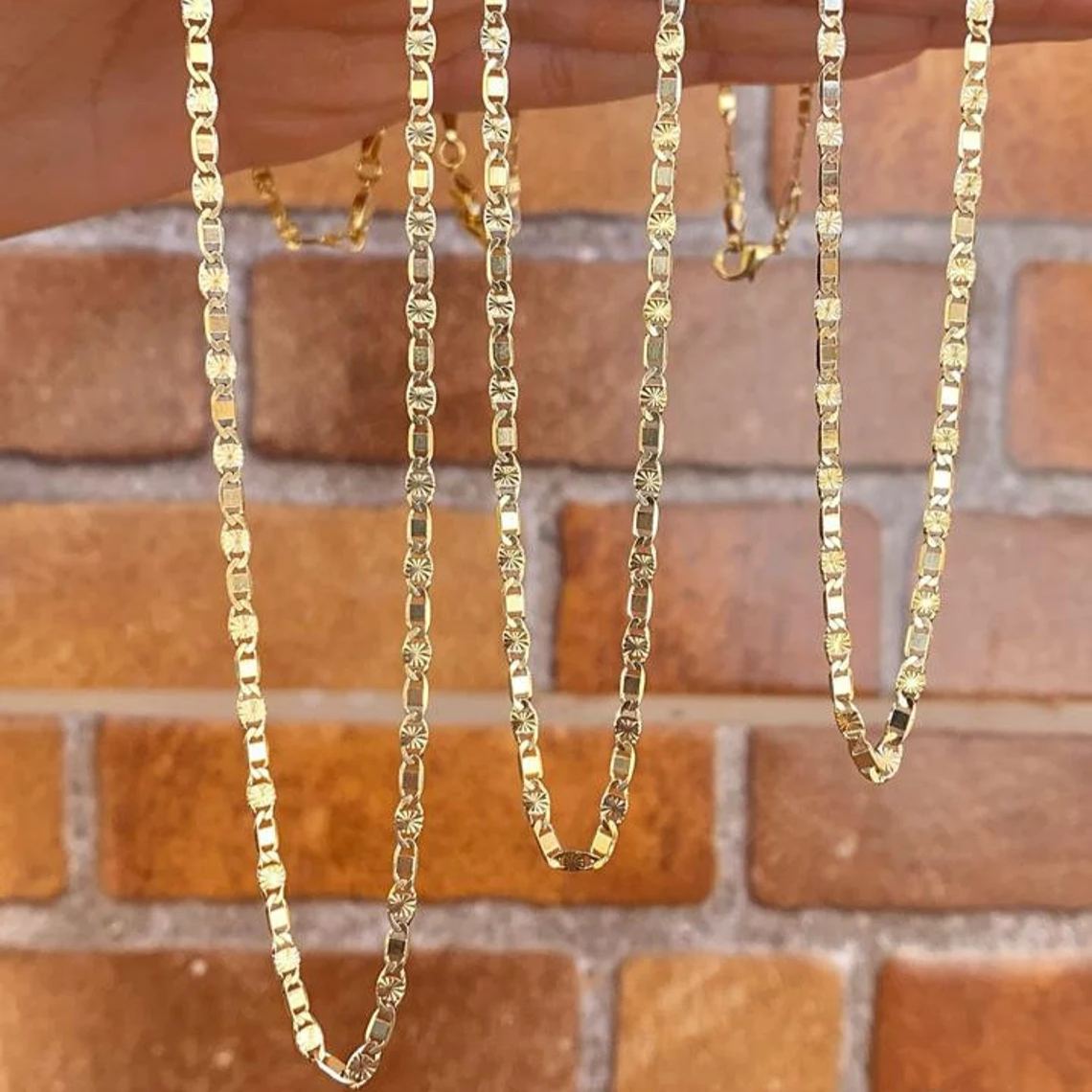 [Copy]Gold Plated Puffed Mariner Link Chain Necklace
