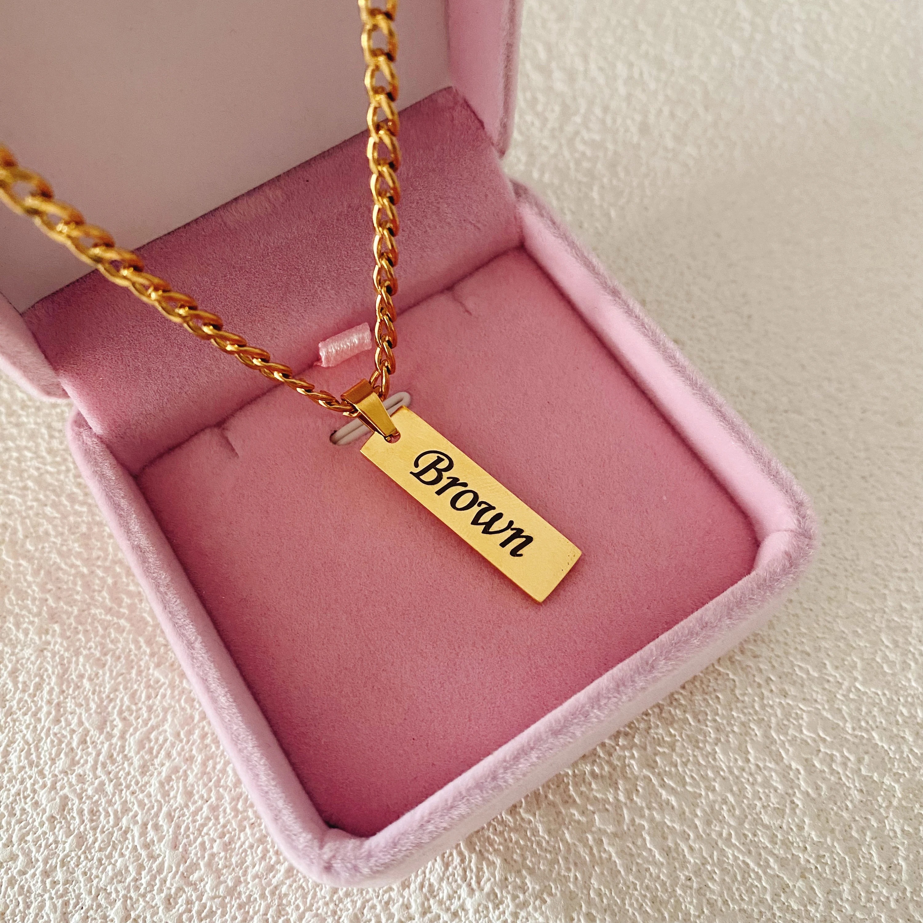 Custom Vertical Rectangular Name Necklace