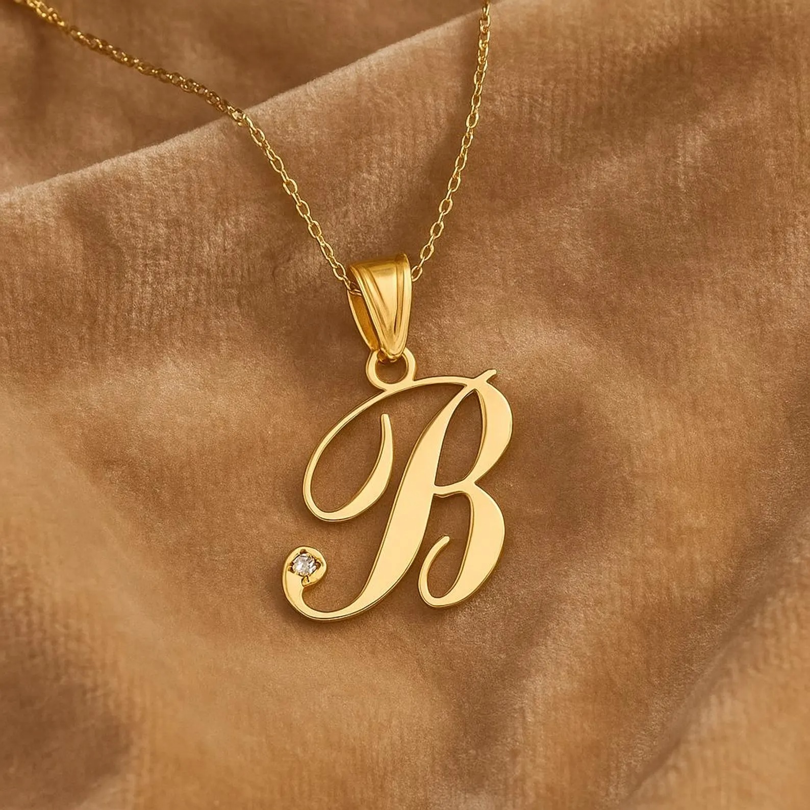 Dainty Diamond Initial Letter Monogram Necklace