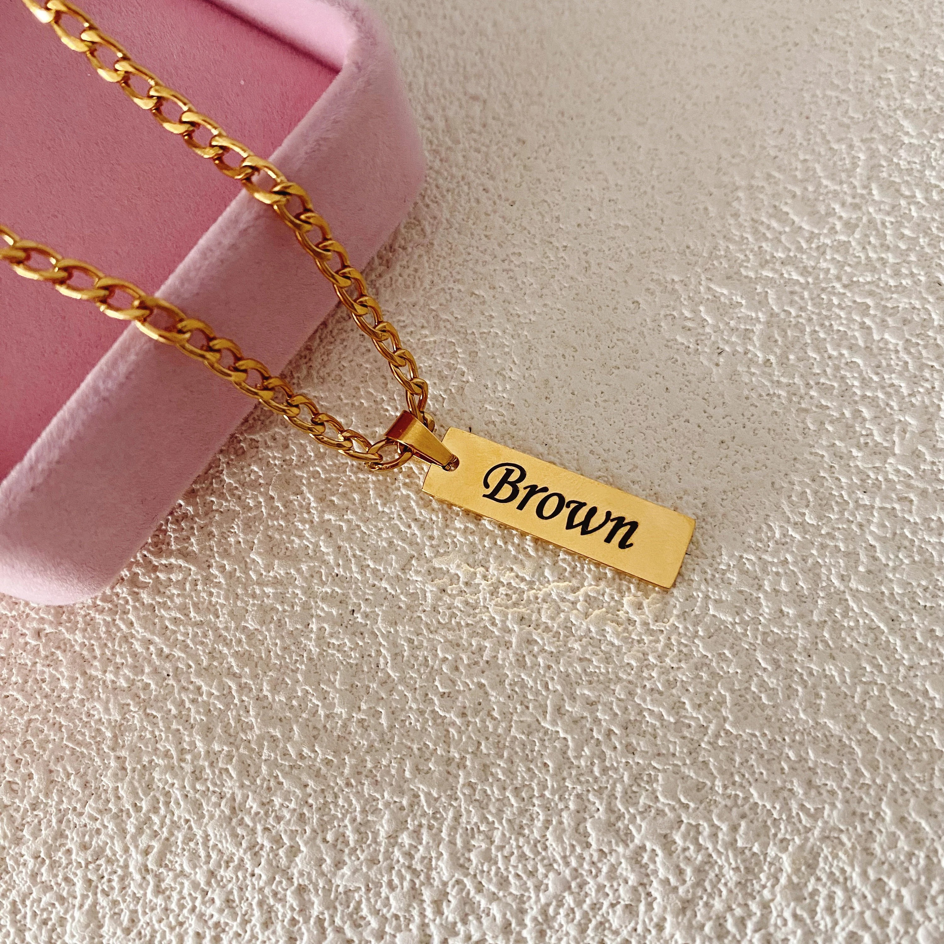 Custom Vertical Rectangular Name Necklace