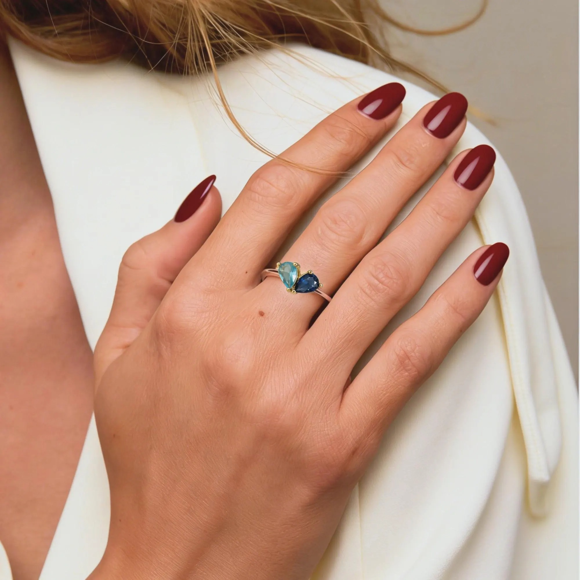 Personalized Two Birthstone Heart Ring