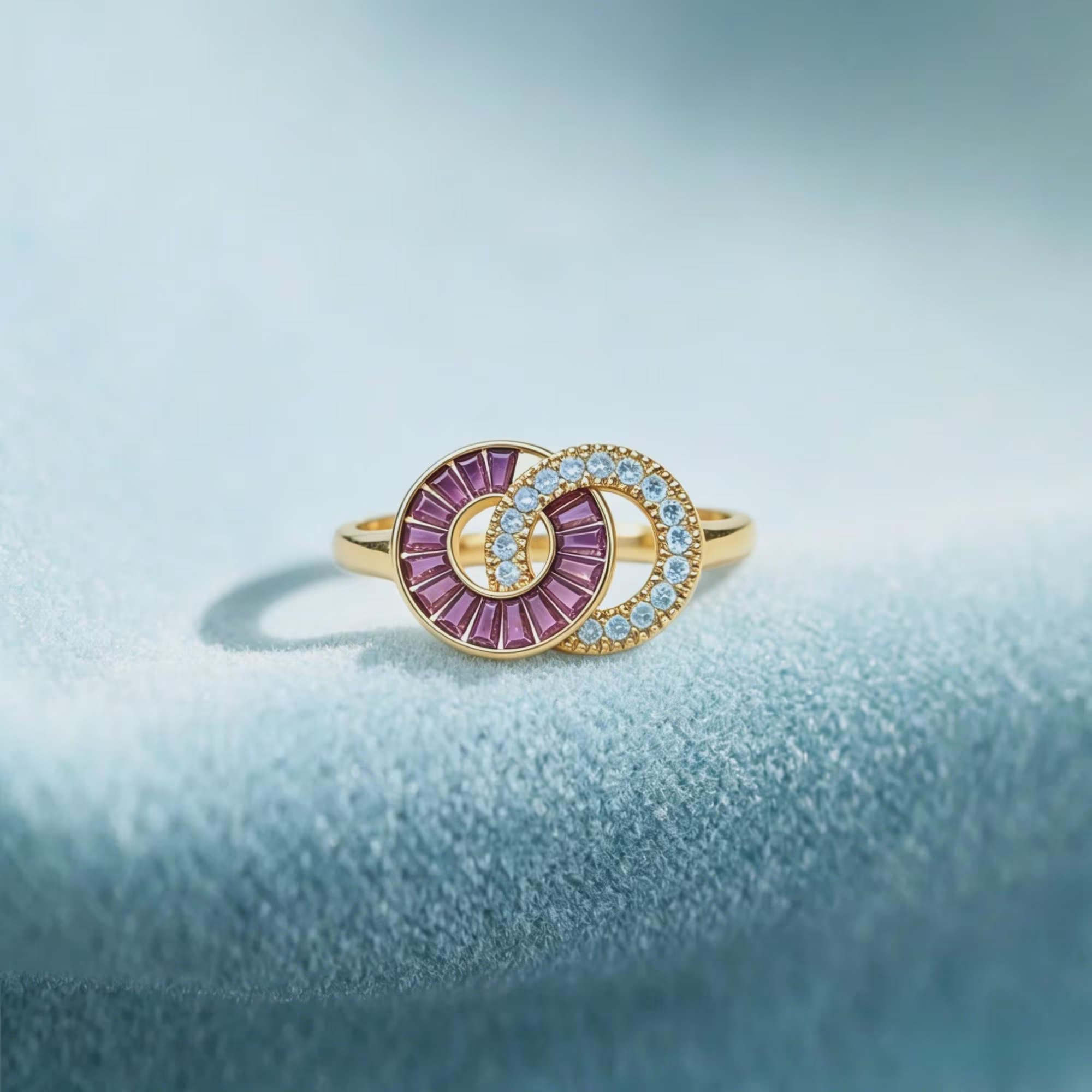 Gold Plated Circular Zirconia Ring