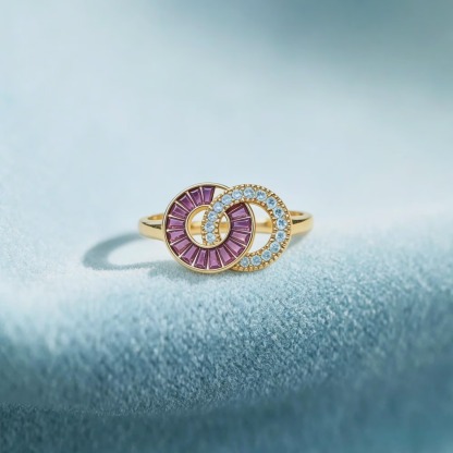 Gold Plated Circular Zirconia Ring