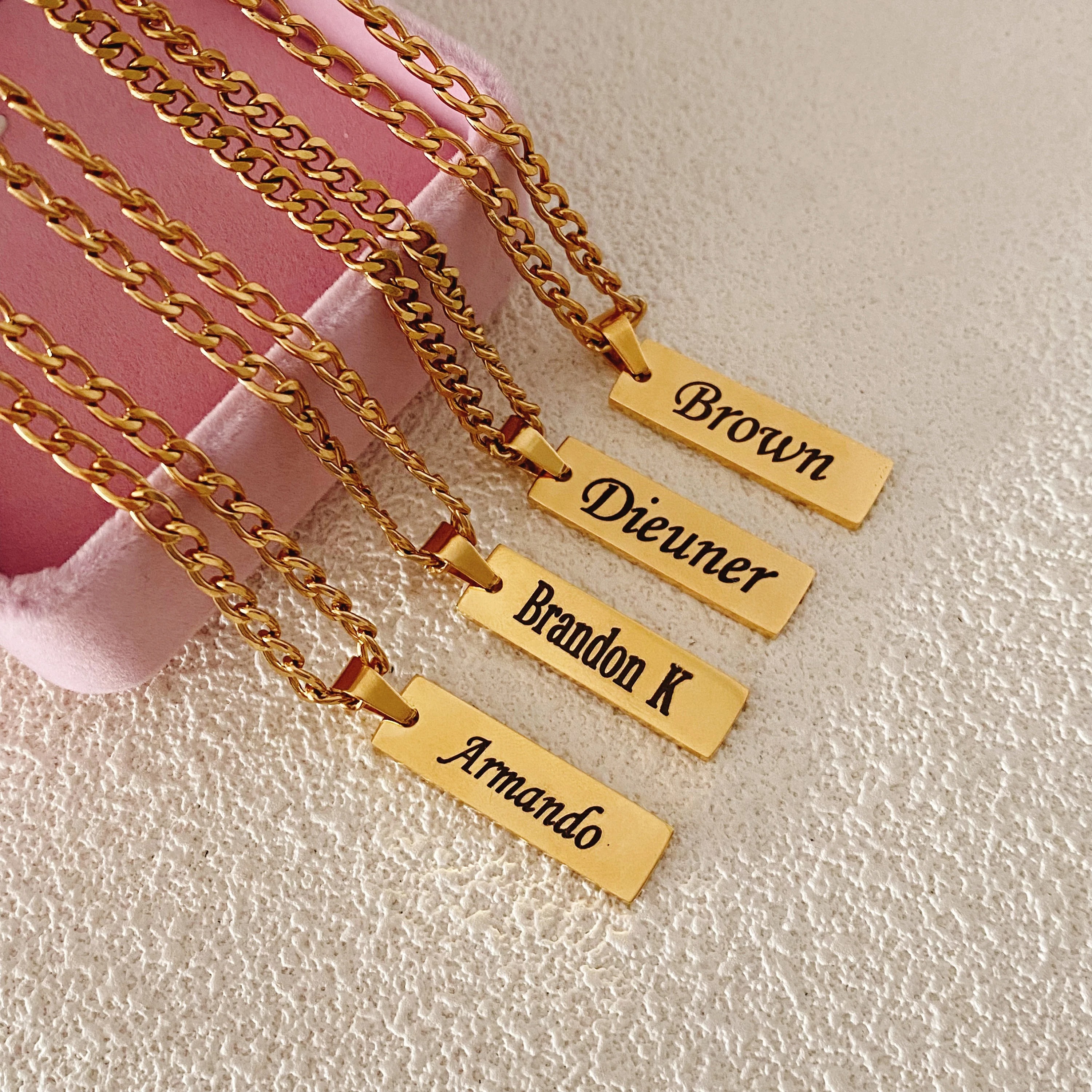 Custom Vertical Rectangular Name Necklace