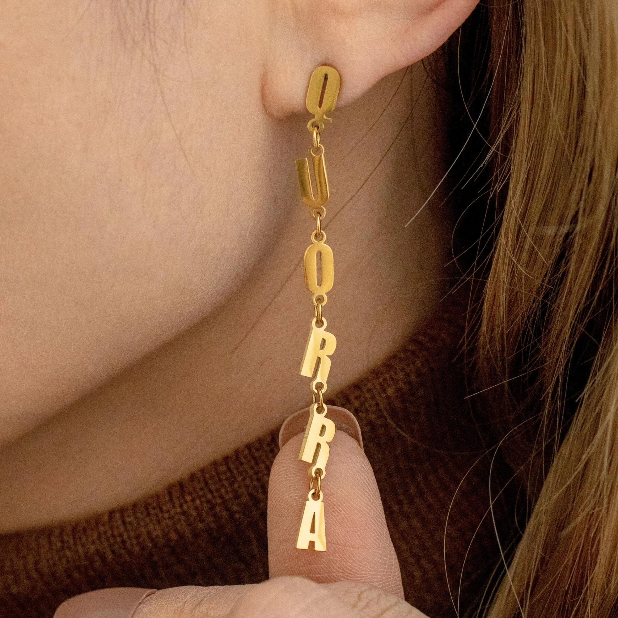 Gold Plated Personalized Custom Name Earrings