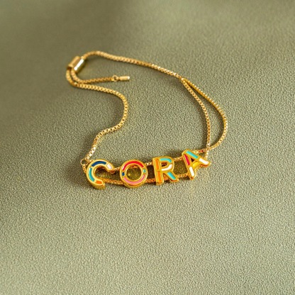 Gold Plated Custom Name Bracelet Personalized Letter Cuff