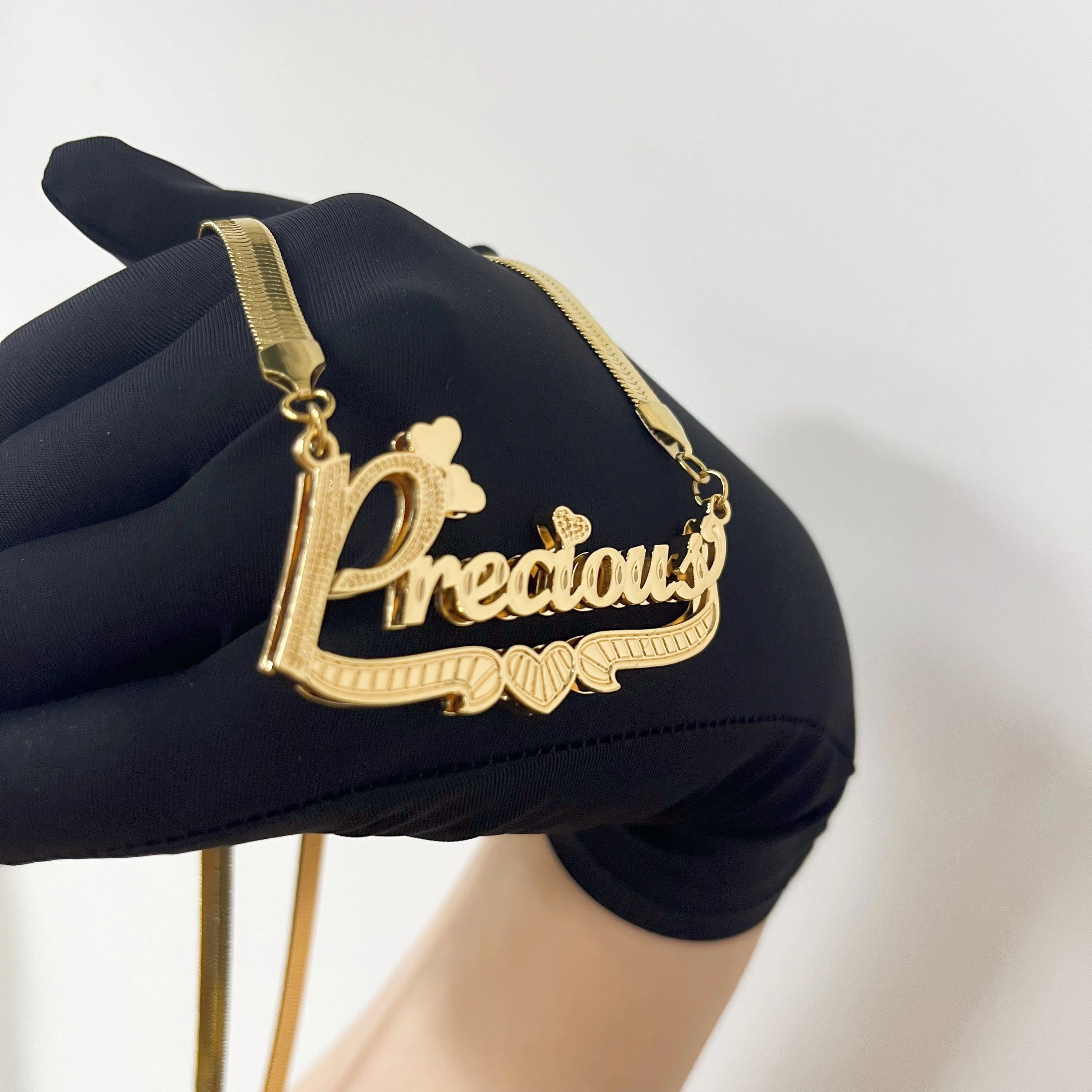 Double Nameplate 3D Snake Chain Necklace