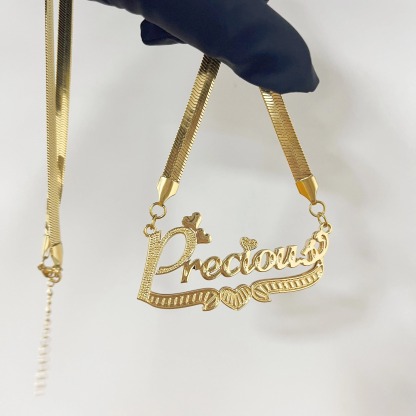 Double Nameplate 3D Snake Chain Necklace