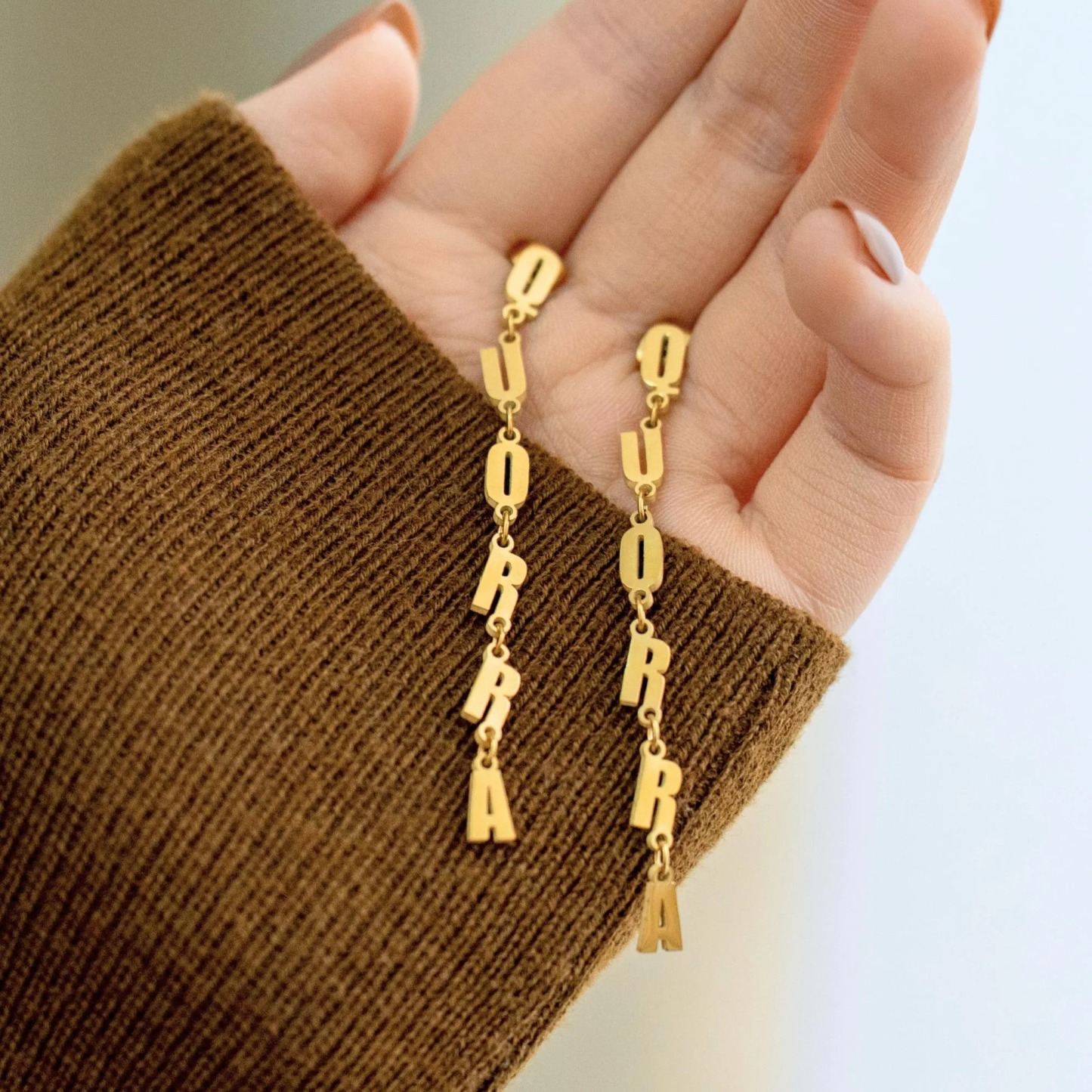 Gold Plated Personalized Custom Name Earrings