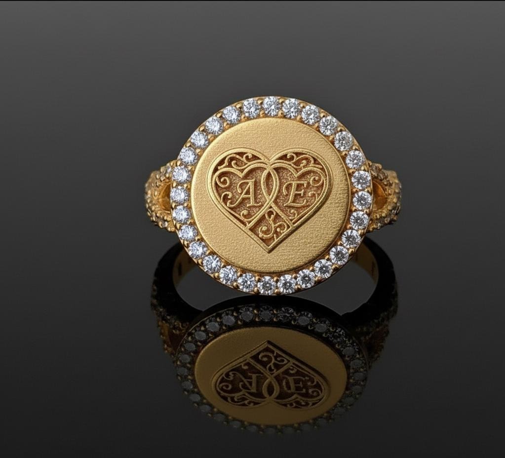 Gold Plated Handmade Valentine's Day Initial Ring