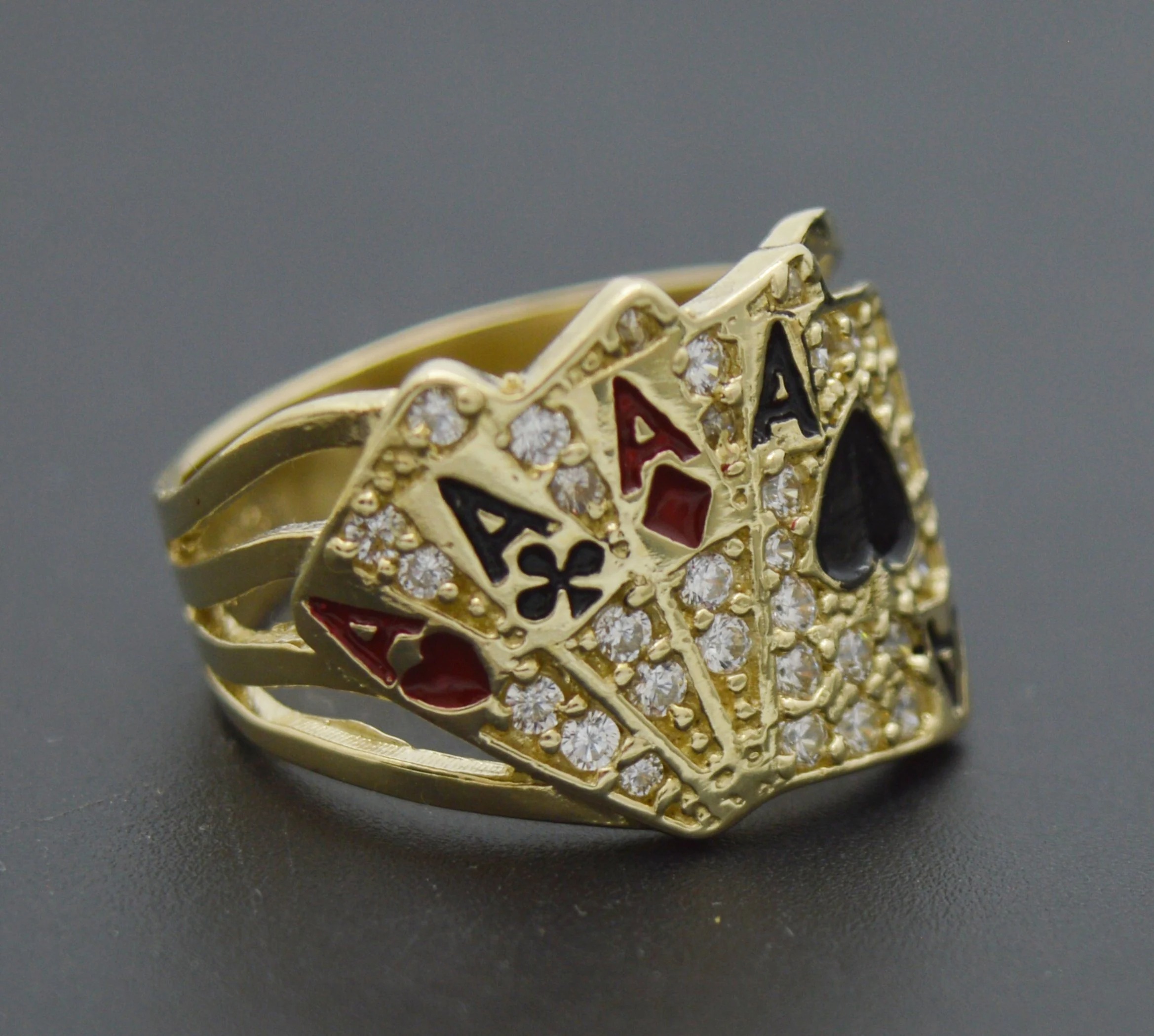Gold Men's Casino Unique Poker Card Ring