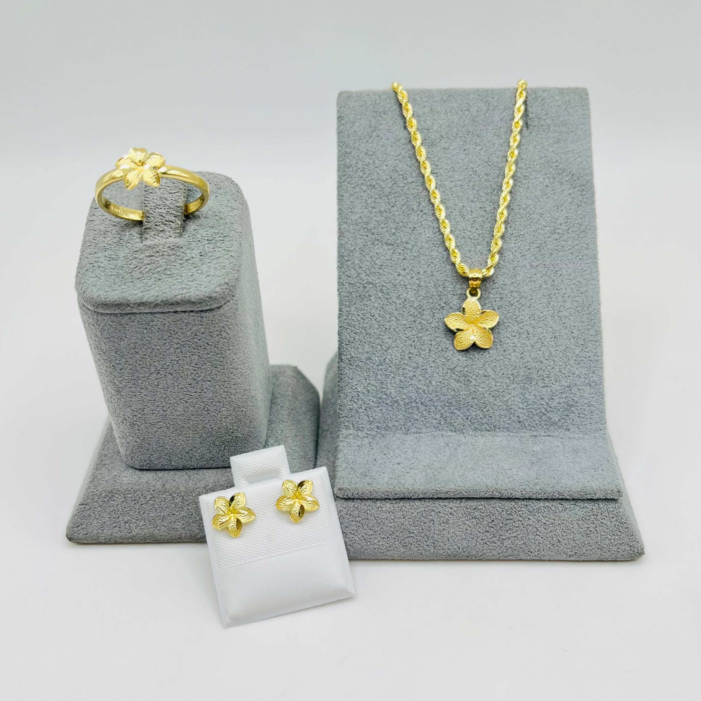 Gold Plated Hibiscus Flower Set