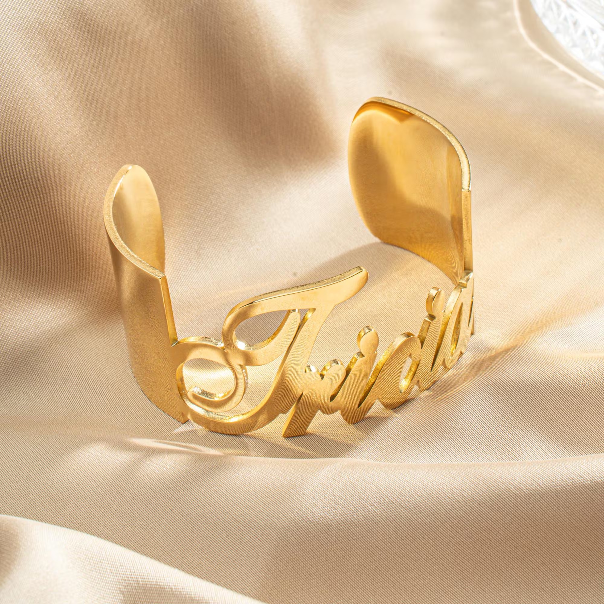 Gold Plated Custom Name Bangle Cuff Bracelet 