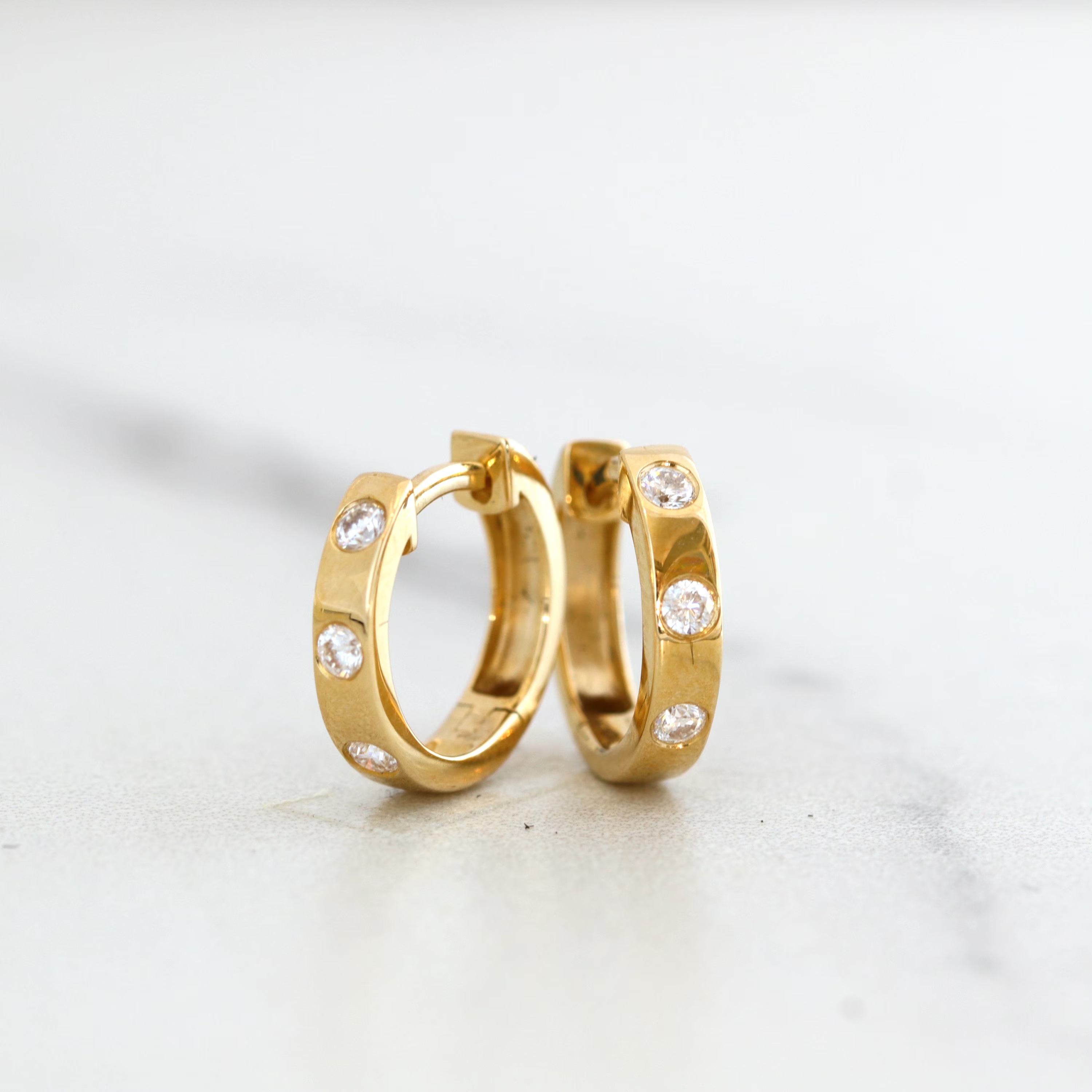 Gold Moissanite Huggie Hoops Sleeper Earrings