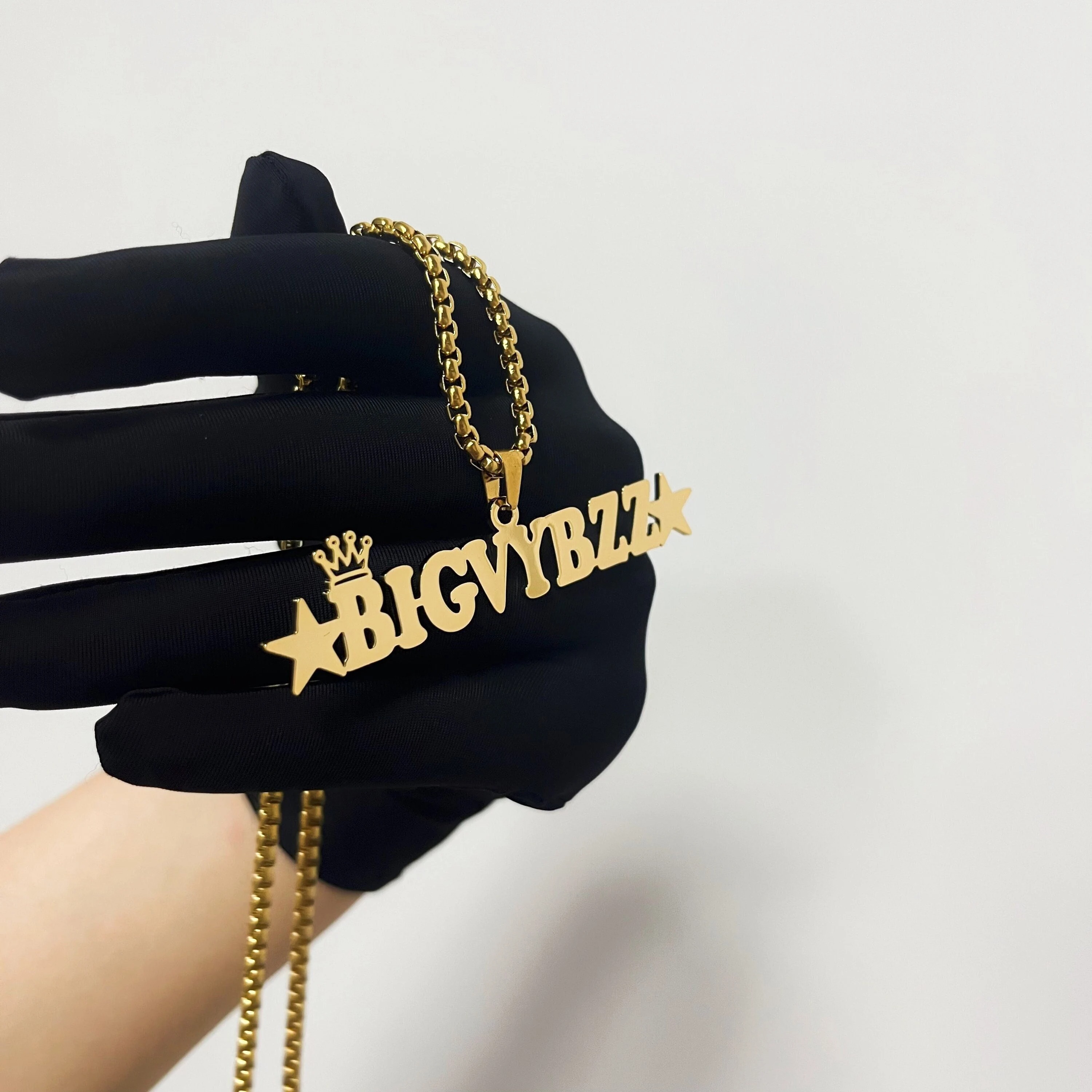  Gold Plated Personalized Filled Thick Box Chain Name Necklace