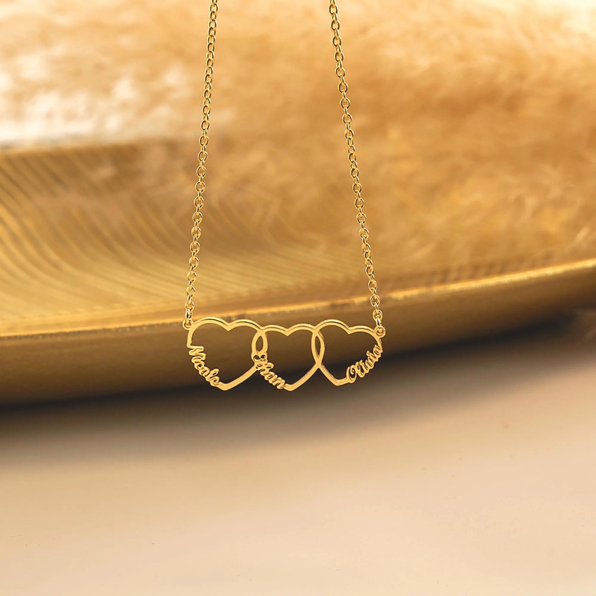 Gold Plated Personalized Heart Name Necklace