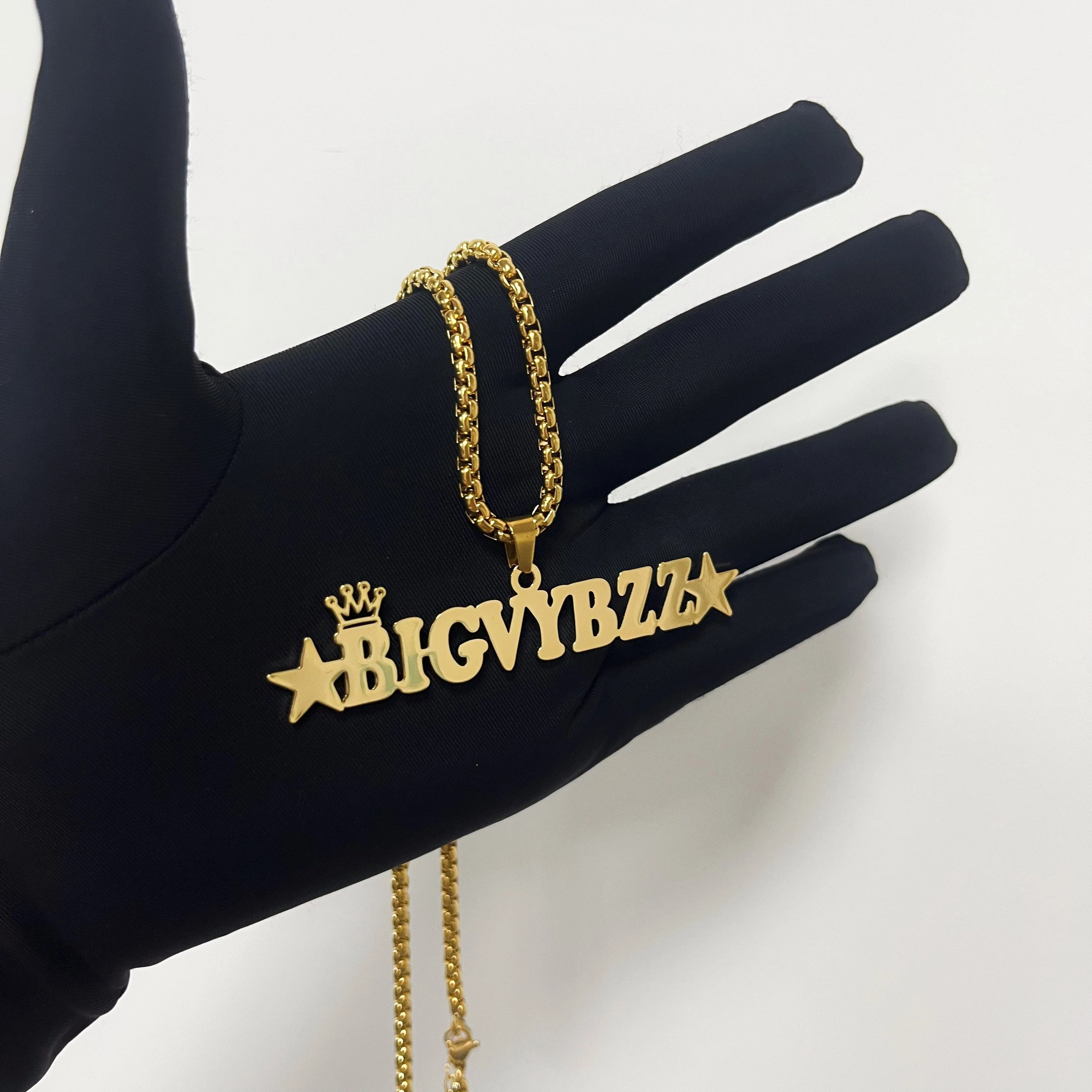  Gold Plated Personalized Filled Thick Box Chain Name Necklace