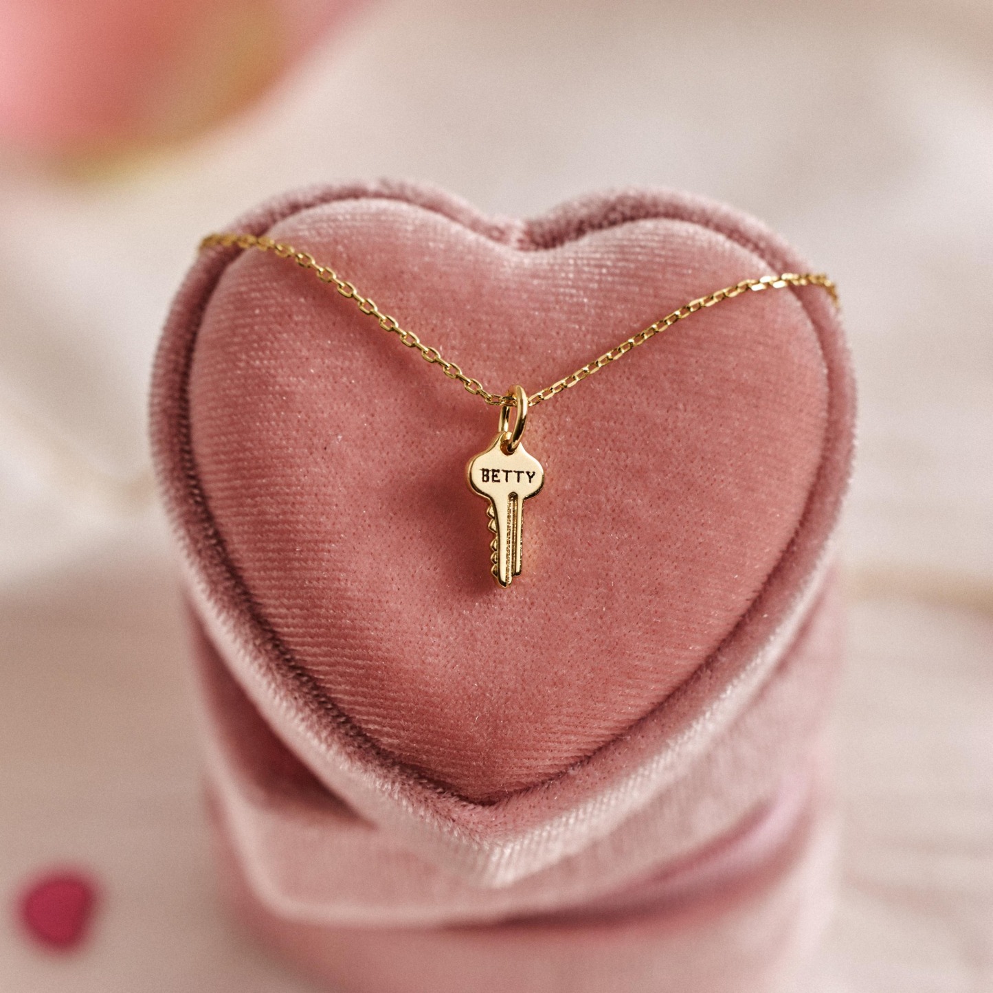 Gold Plated Personalized Engraved Key Pendant Necklace