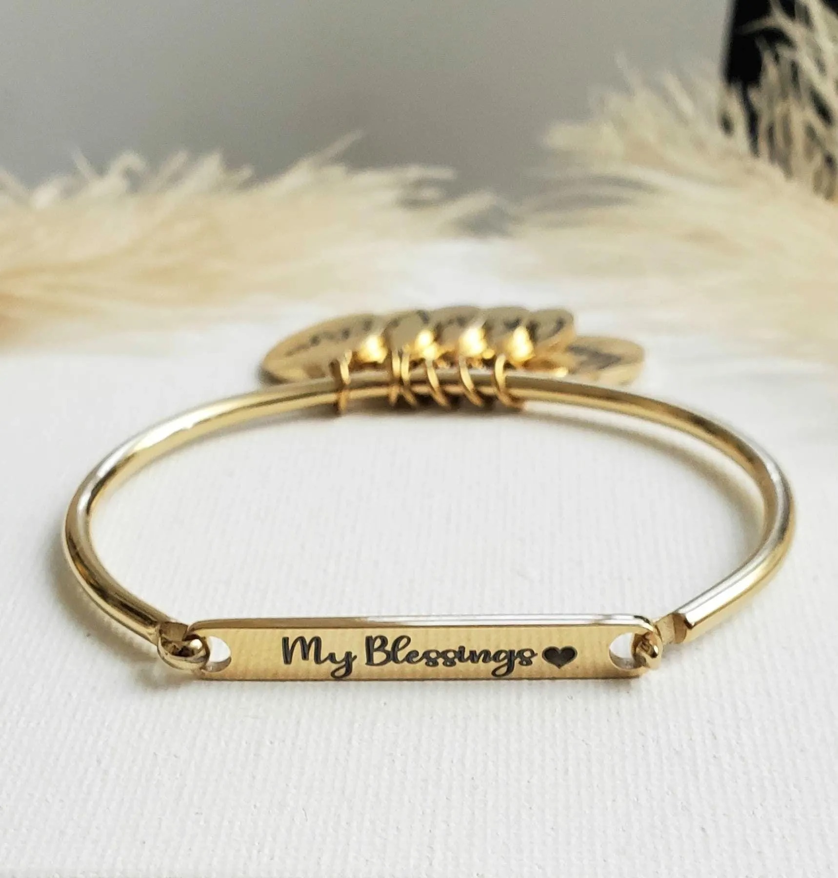 Gold Plated Bangle Personalized Charm ID Bracelet