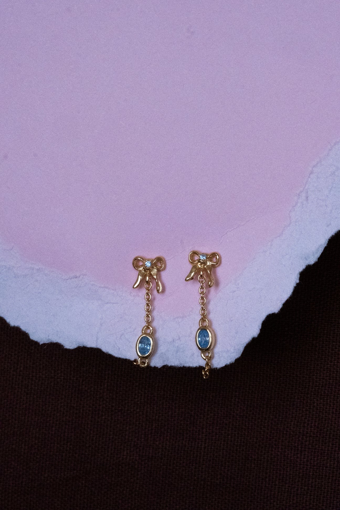 Personalized Bow Oval Birthstone Earrings