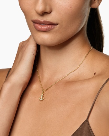 Gold Plated Anchor Amulet Necklace