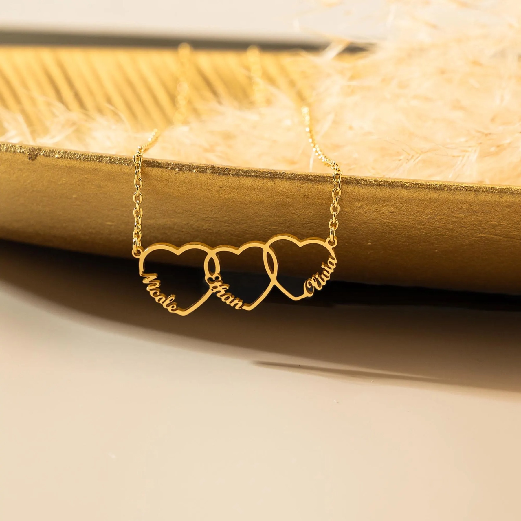 Gold Plated Personalized Heart Name Necklace