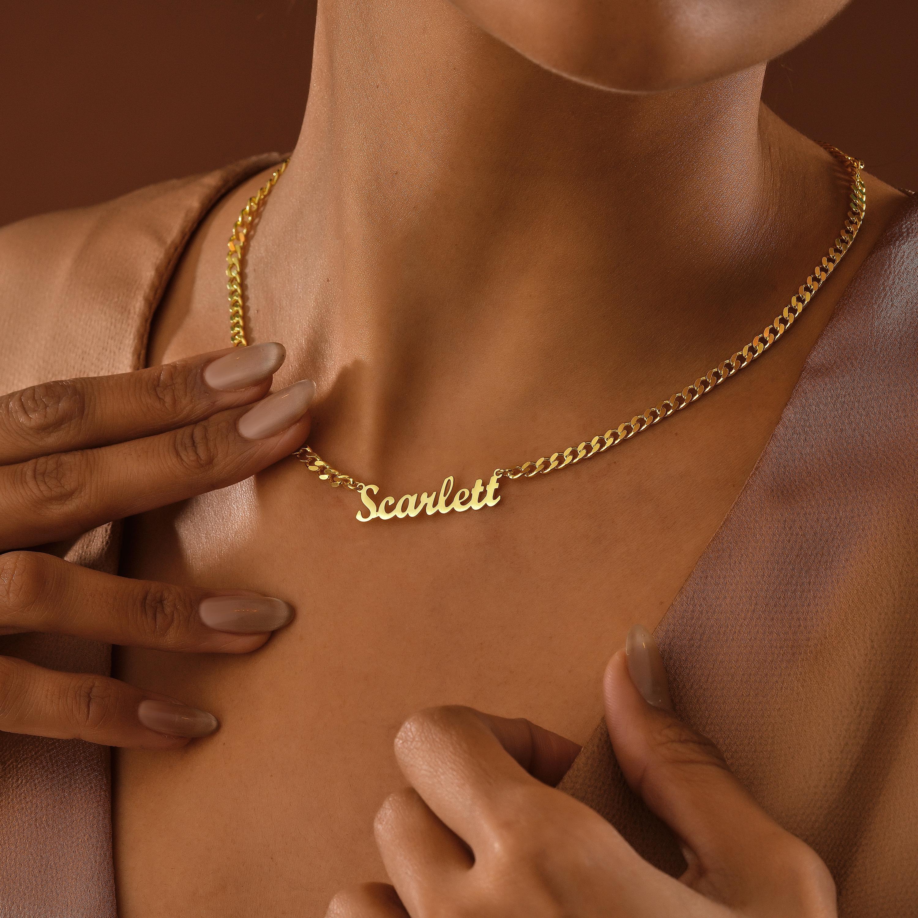  Gold Plated Curb Chain with Name Necklace