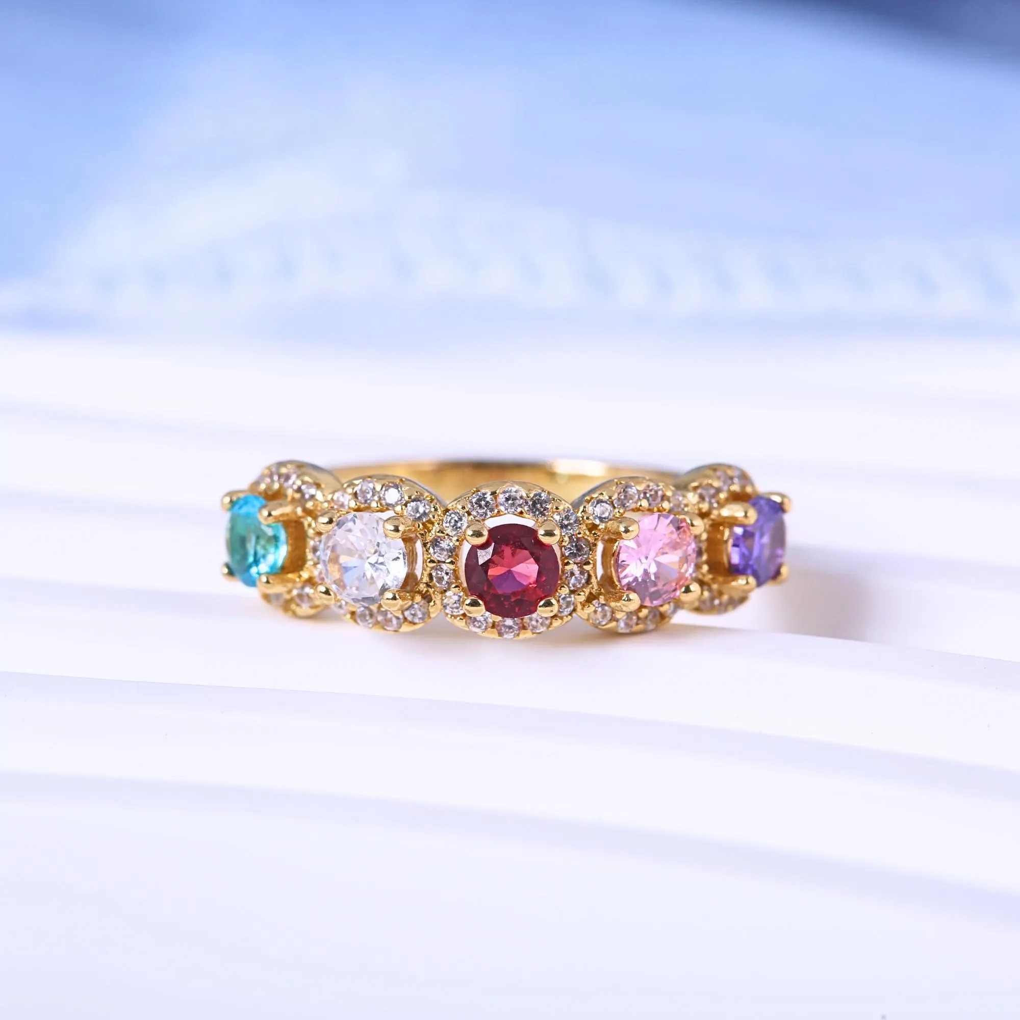 Personalized Family 3-6 Birthstones Ring