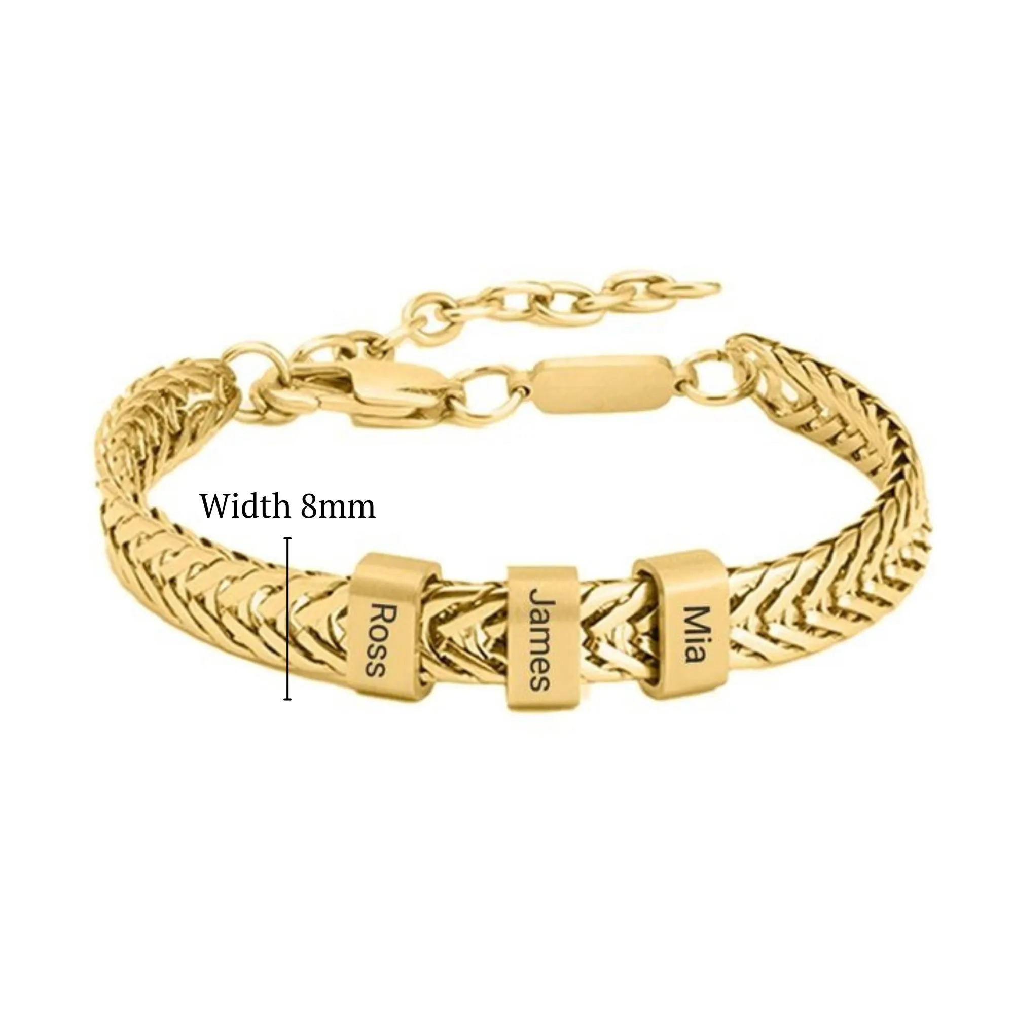 Gold Plated Dad Bracelet with Kids Names & Valentines Day Gift 
