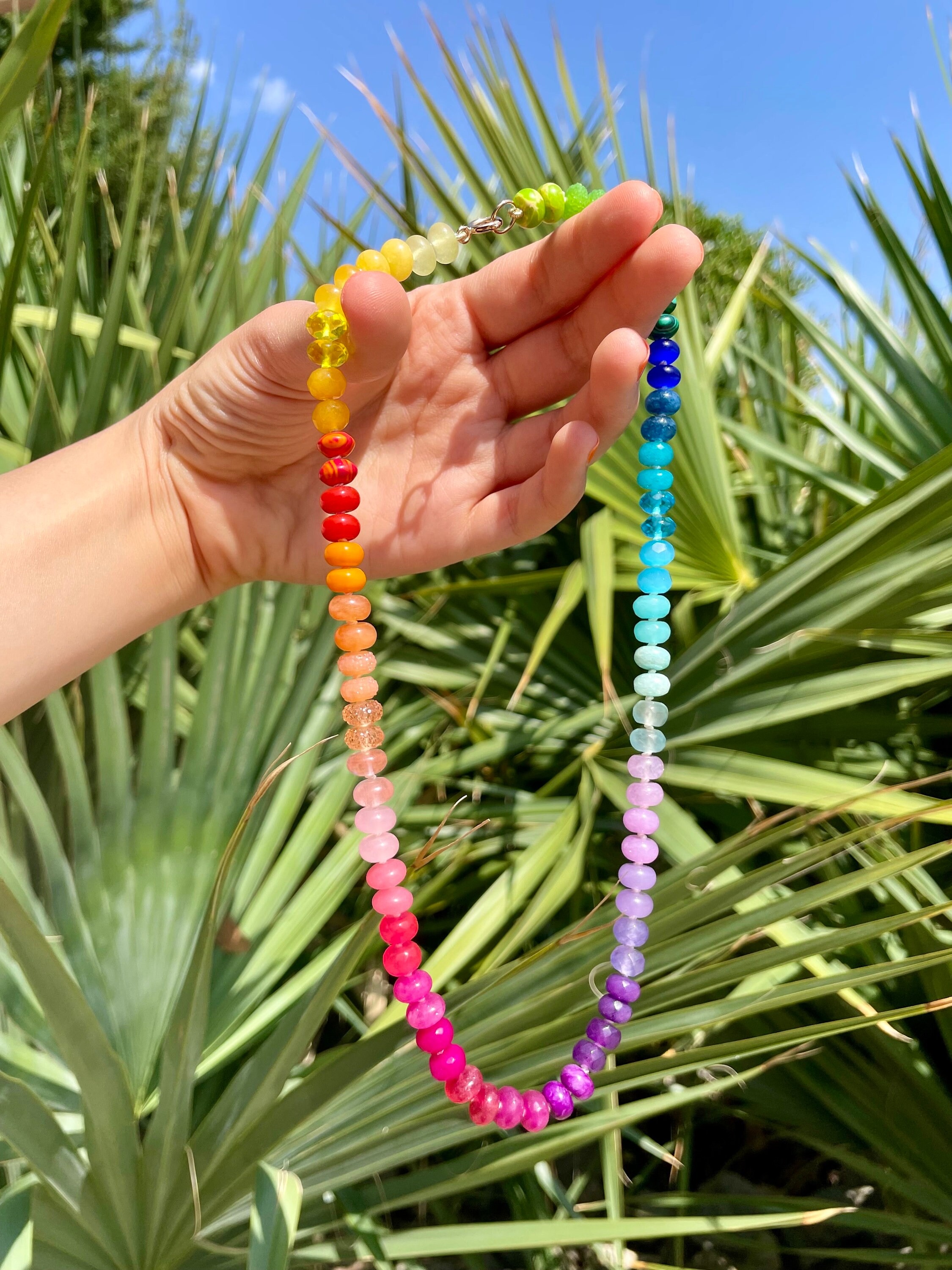 Skittles Taste the Rainbow Hand Knotted Gemstone Candy Necklace
