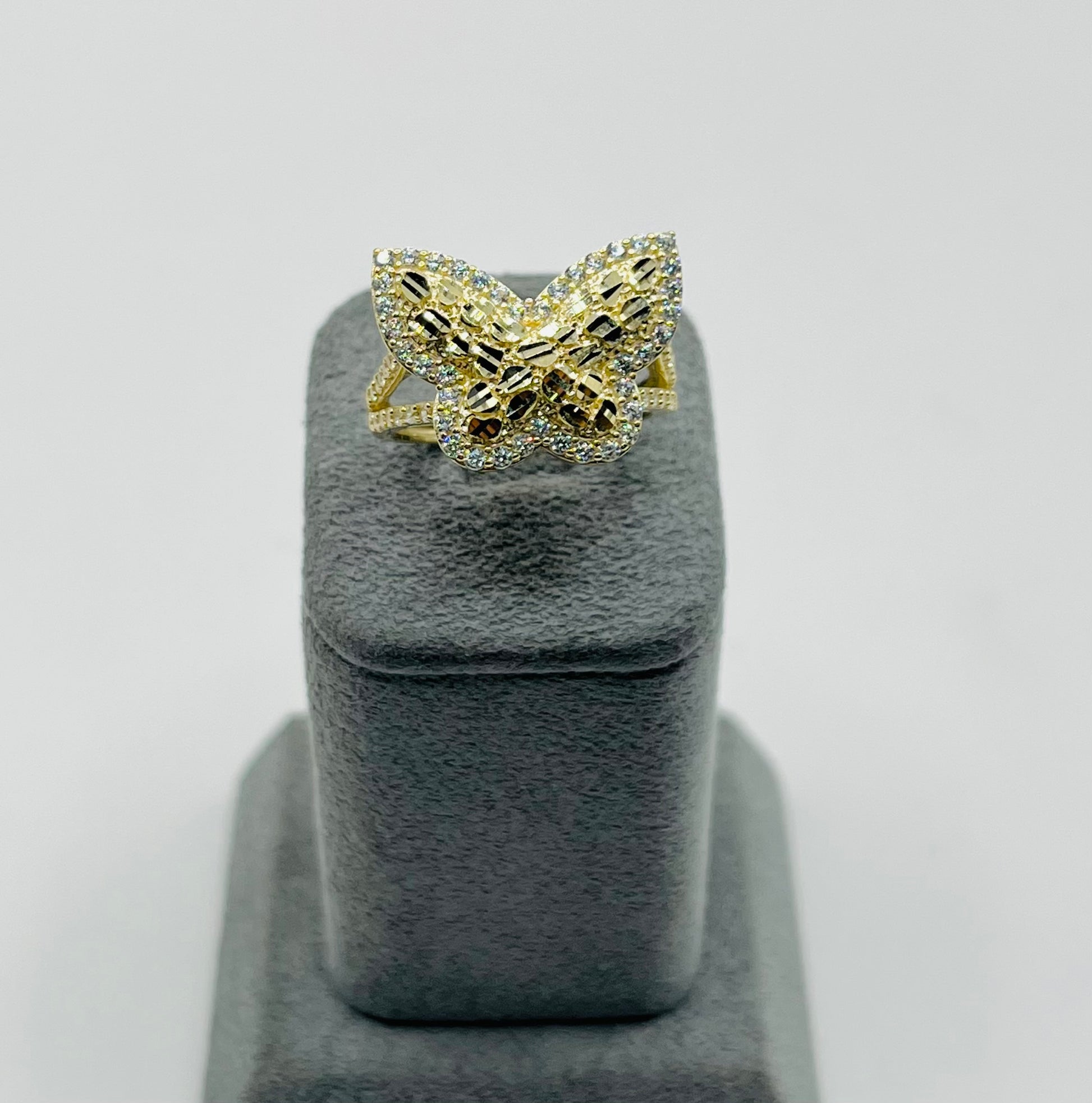  Gold Plated Cz Nugget Butterfly Band Ring