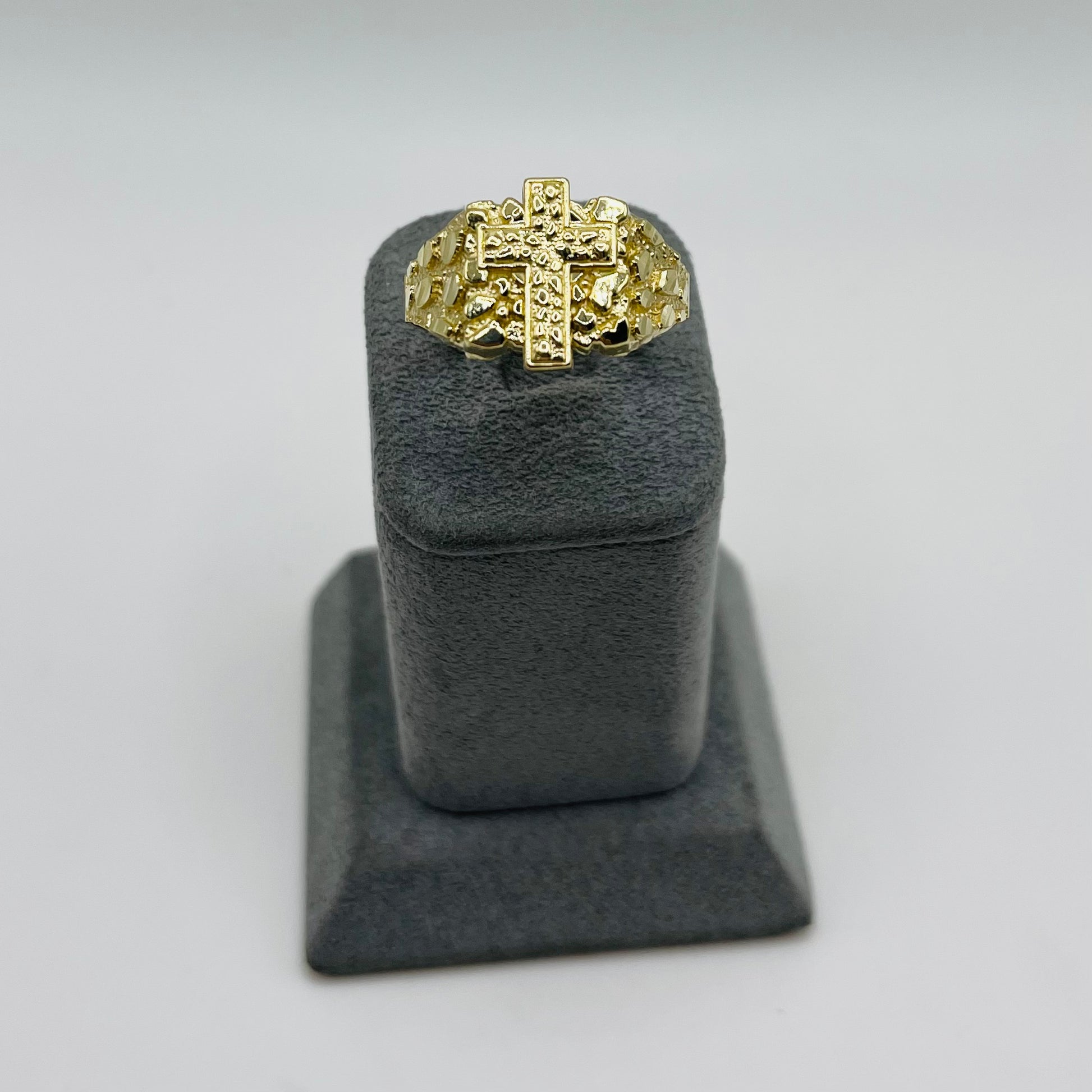 Gold Plated Nugget Cross Nugget Ring