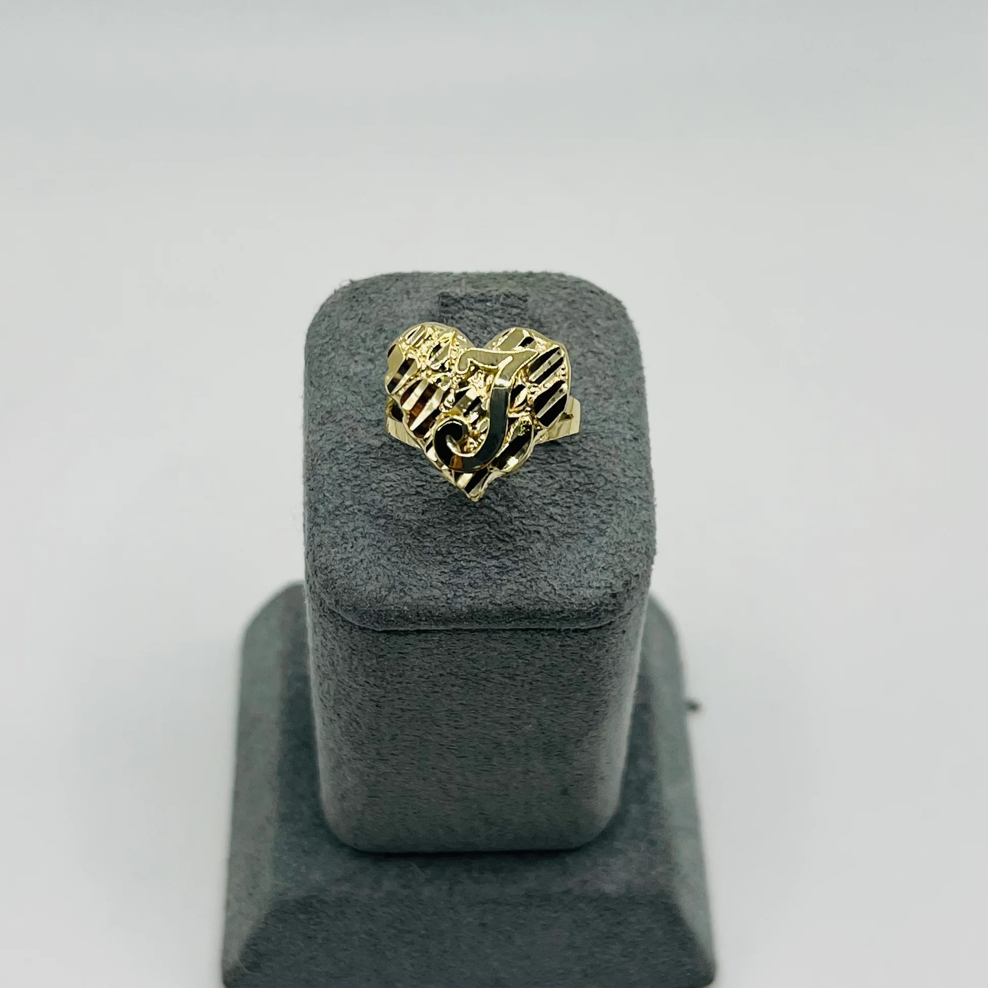 Gold Plated Custom Initial Heart Nugget Ring