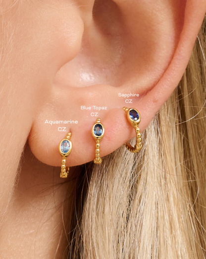 Gold Plated Birthstone Zircon Earrings