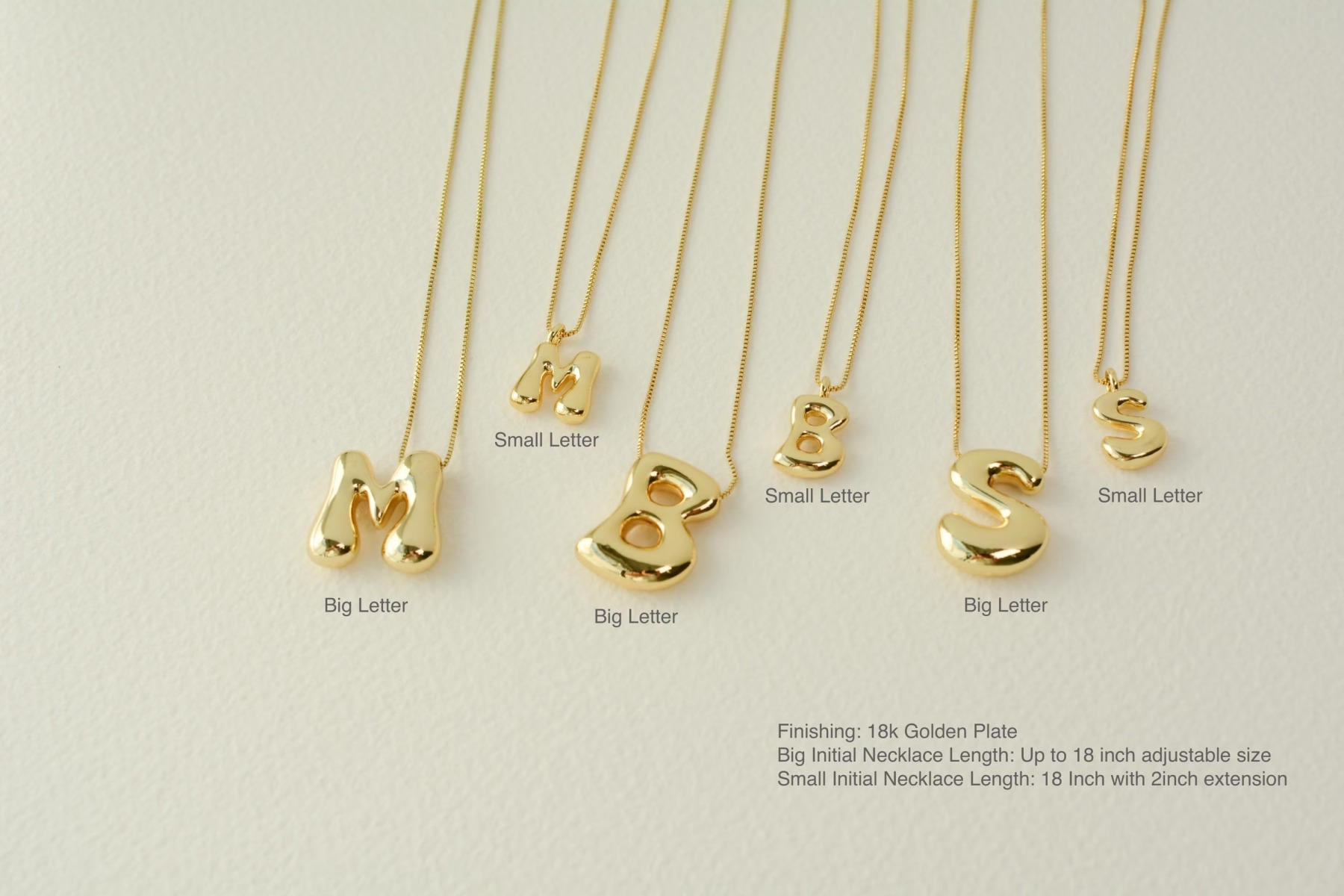 Initial Necklace Custom Letter Bubble 3D Necklace 